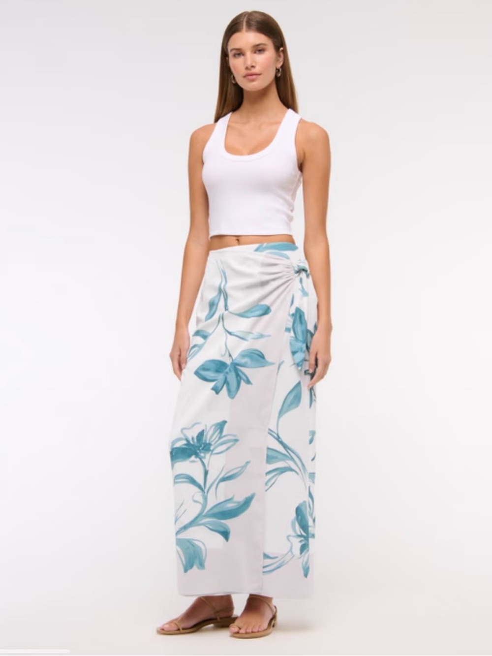 Abercrombie & Fitch Green Floral Tropical Leaf Maxi Skirt Size MT